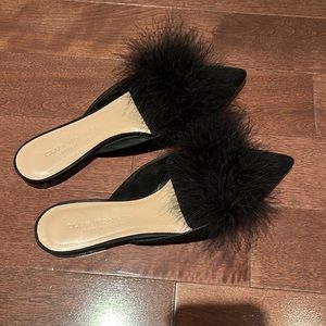 Club Monaco suede mules women  shoes with faux fur size 7.5.